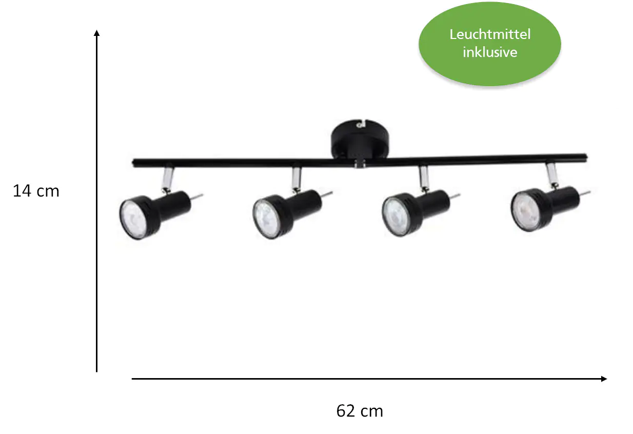 Primaster Deckenstrahler 4er LED Spot New York GU10 8 x 62 x 14 cm schwarz 