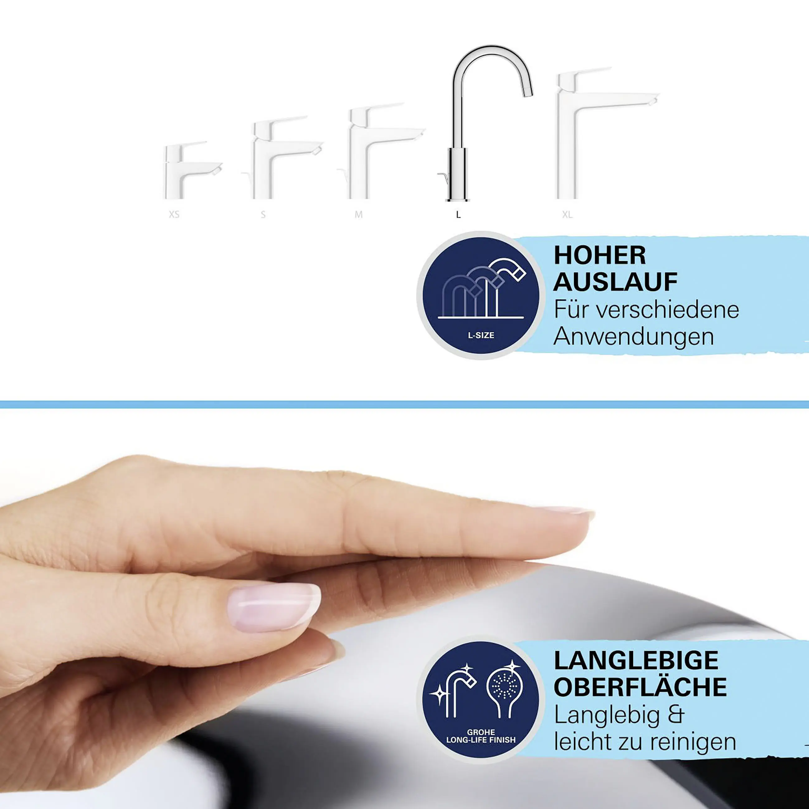 Grohe Quickfix Waschtischarmatur Start L-Size, verchromt