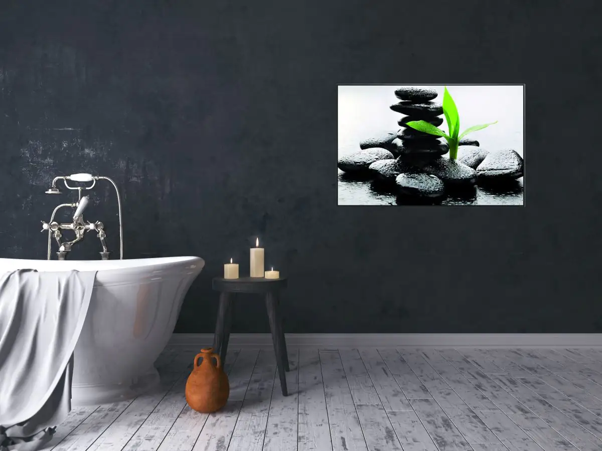 papermoon Infrarotheizkörper EcoHeat 60x120 cm 1000 Watt, Zen Basalt Steine