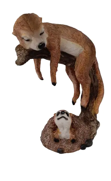 Dekofigur Erdmännchen schlafend 36 x 28 cm braun beige