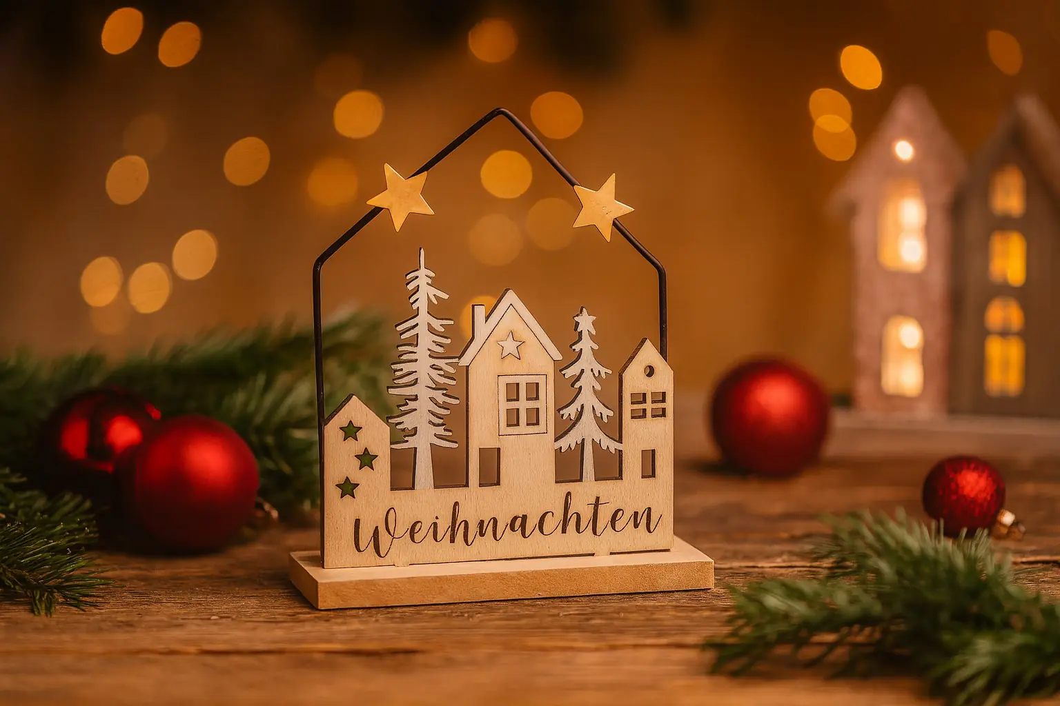 Dekoaufsteller Haus Weihnachten Holz 15 x 13 cm natur Dekoaufsteller Haus Weihnachten Holz 15 x 13 cm natur