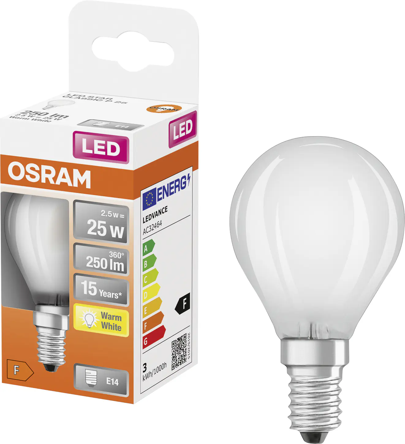 Osram LED Leuchtmittel Retrofit CLP 25 E14 2,5W warmweiß, weiß matt
