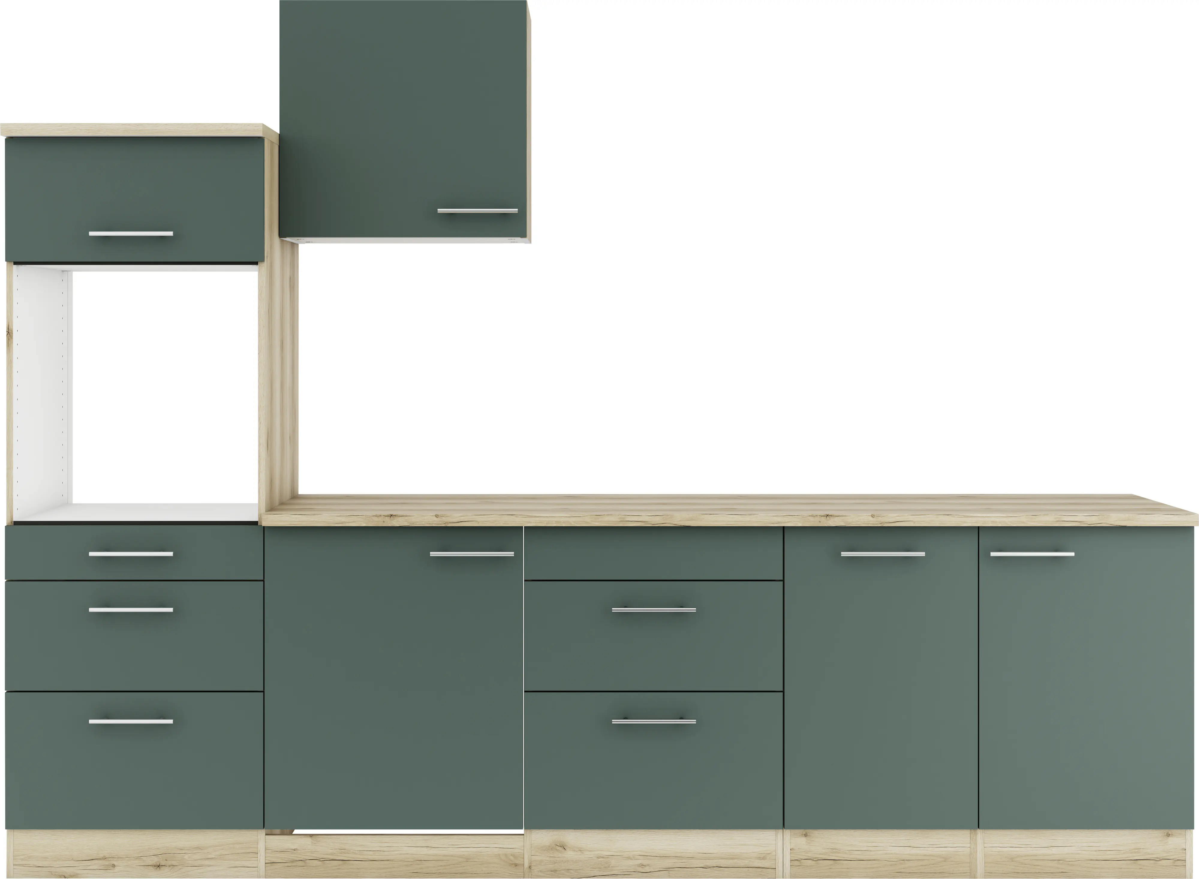 Optifit Küchenzeile Savona 405 ohne Geräte steingrün/wildeiche 270 cm