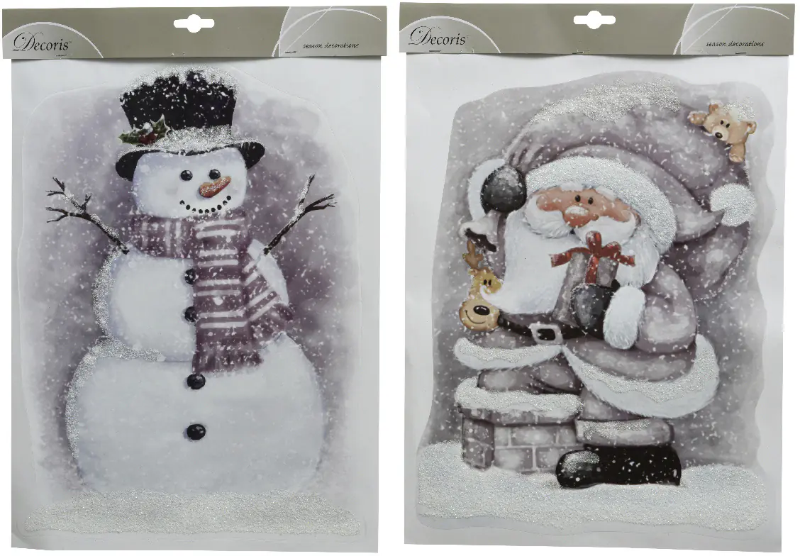 Kaemingk Fensterbilder Schneemann Weihnachtsmann 10 x 29,5 x 40 cm