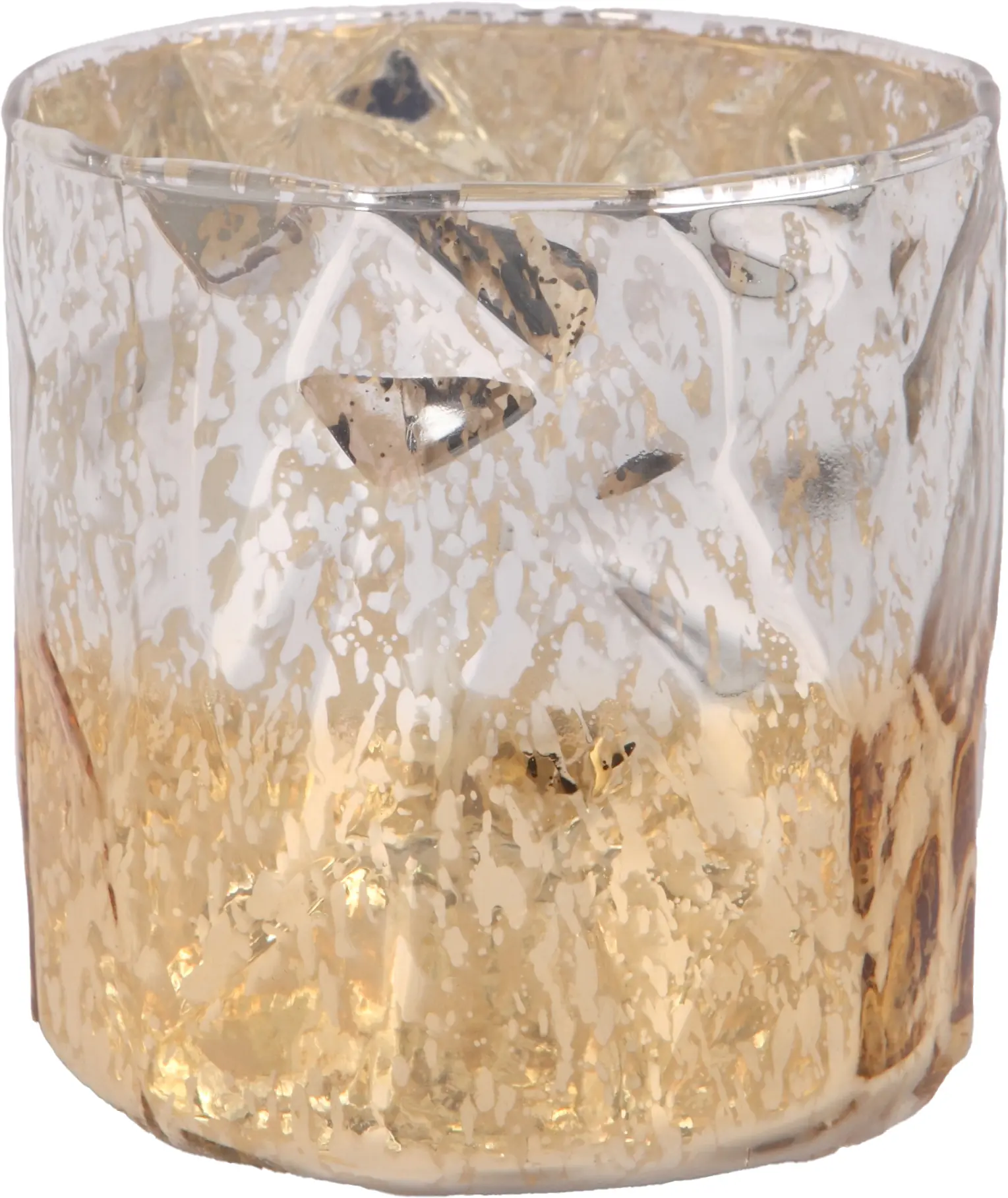 Windlicht Glas Ø 9 x 9 cm gold weiß