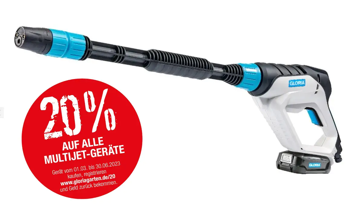 Gloria Akku-Sprühsystem MultiJet 18V Set Mitteldruckreiniger inkl. Akku