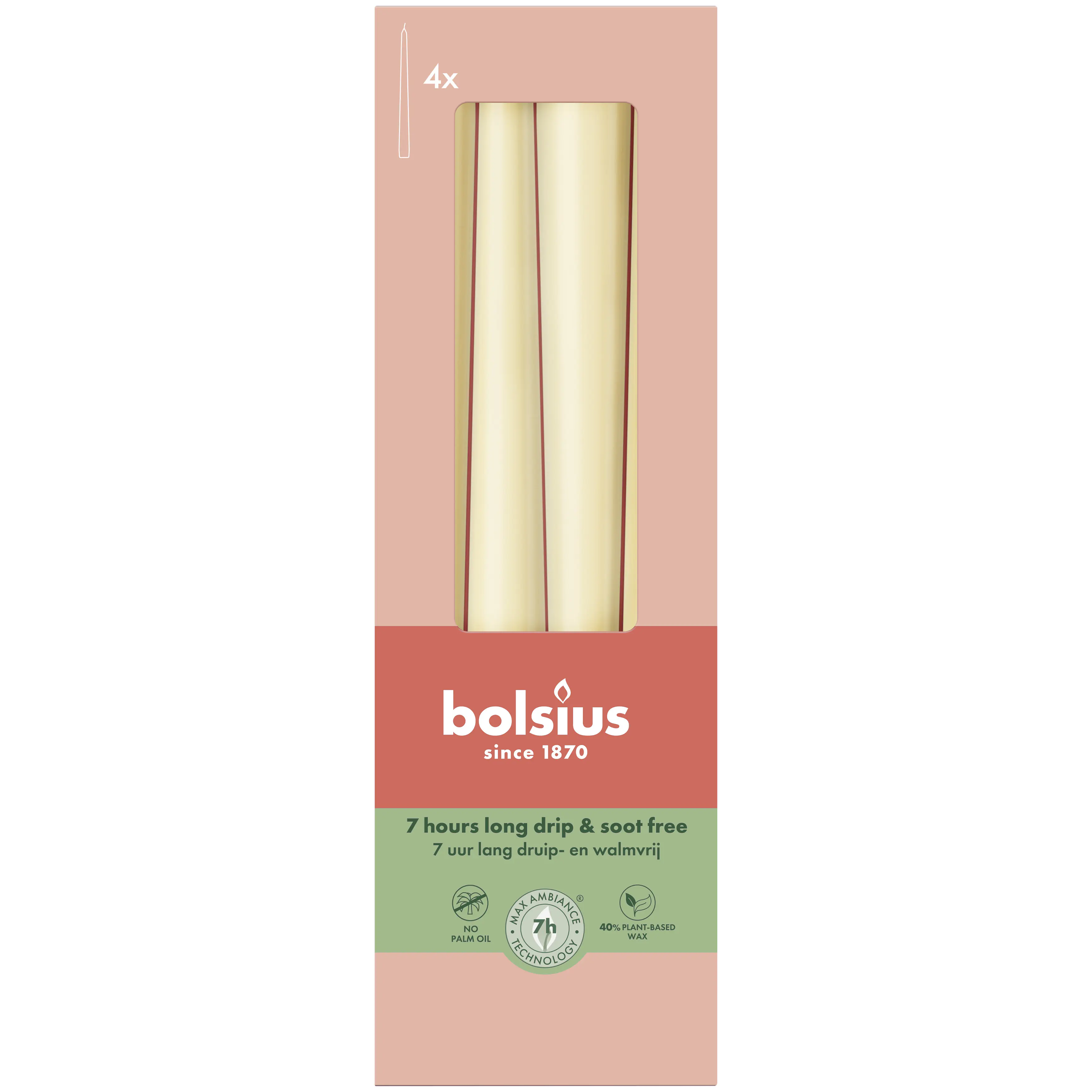 Bolsius Spitzkerzen beige 24,5 cm Ø 2,4 cm 4 Stück