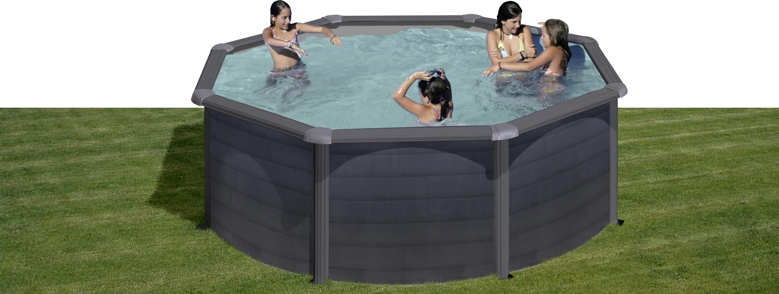 Gre Stahlwandpool Kea rund Ø 350 x 120 cm graphite