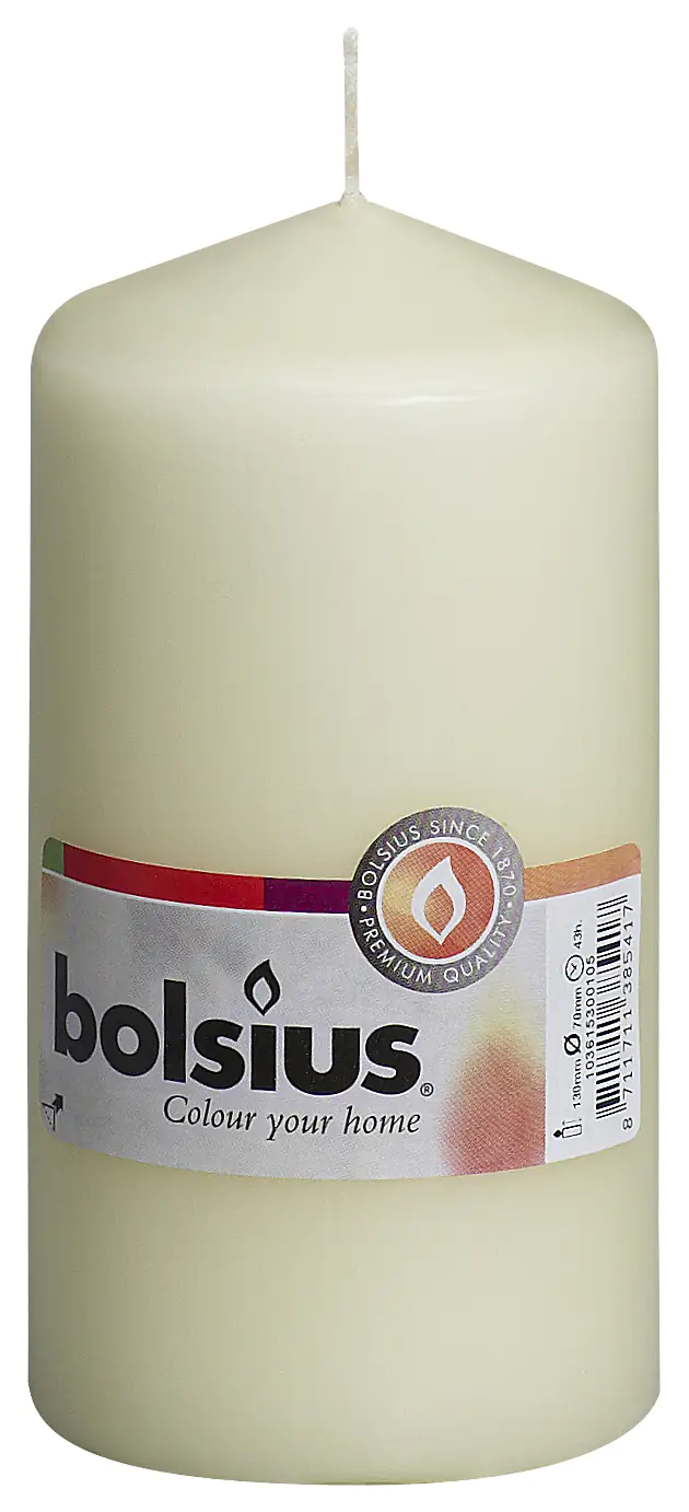 8711711385417 Bolsius Stumpenkerze elfenbein, Höhe 13 cm, Ø 6,8 cm