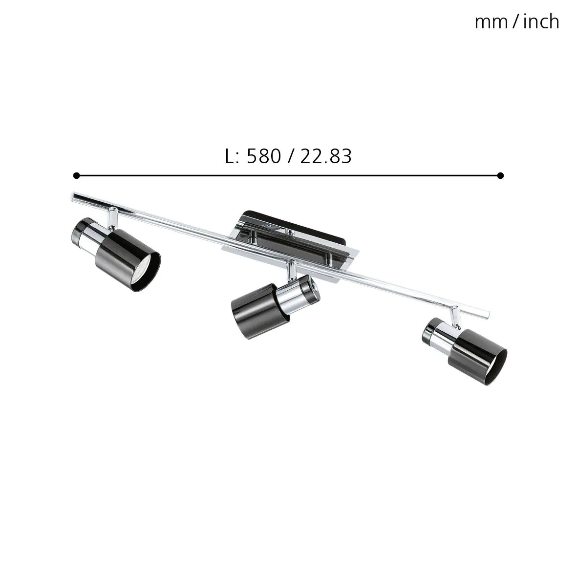 Eglo 3er Spot Davida 1 nickel-nero 58 x 7 cm GU10, warmweiß Eglo 3er Spot Davida 1 nickel-nero 58 x 7 cm GU10, warmweiß