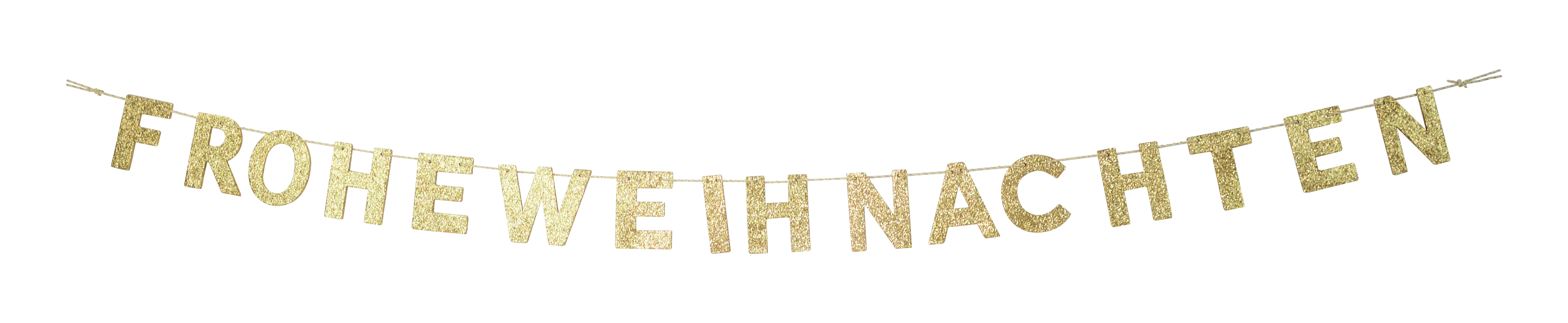 Riffelmacher Schriftzug Frohe Weihnachten aus Holz 190 x 10 x 0.7 cm, gold