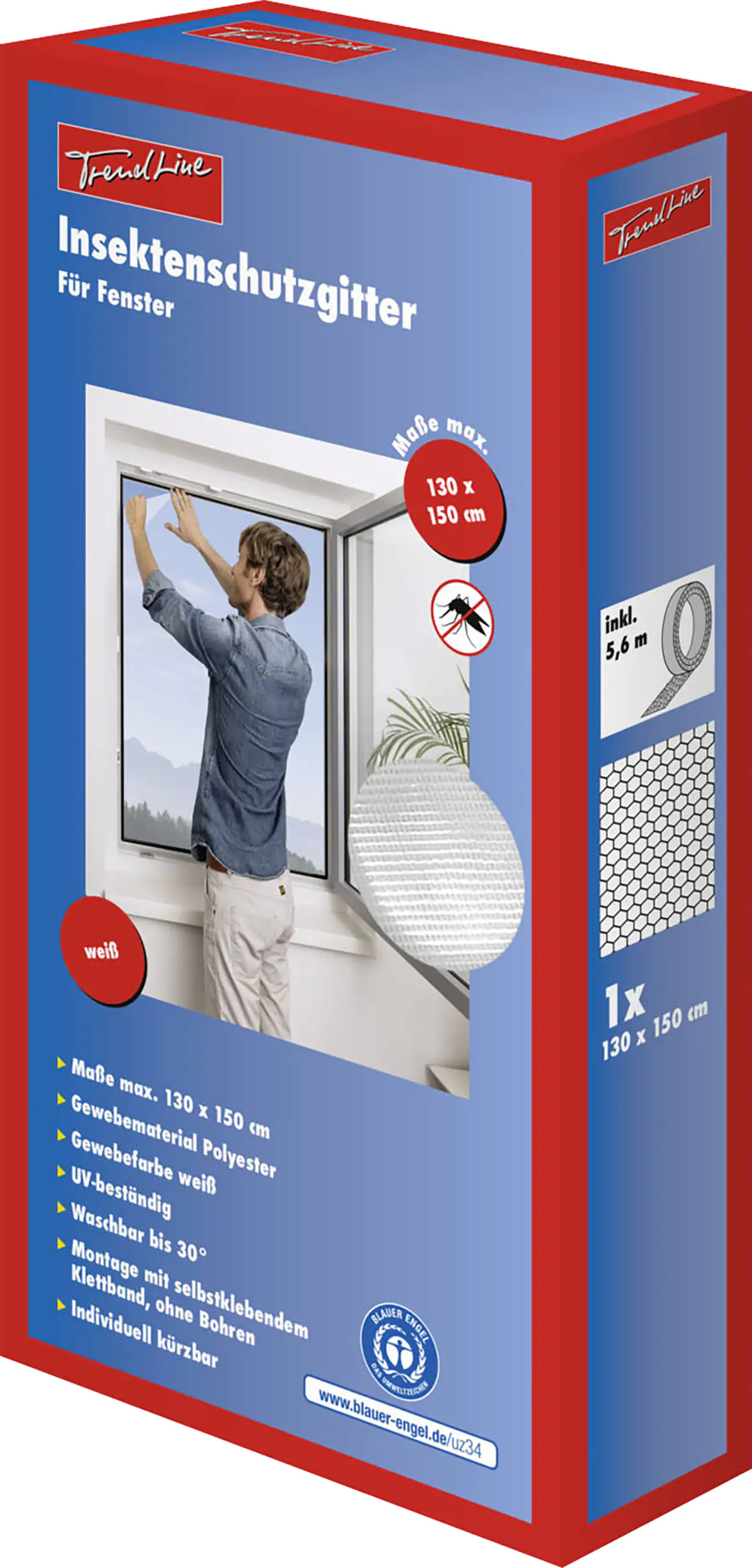TrendLine Fliegengitter 130 x 150 cm weiß kürzbar TrendLine Fliegengitter 130 x 150 cm weiß kürzbar