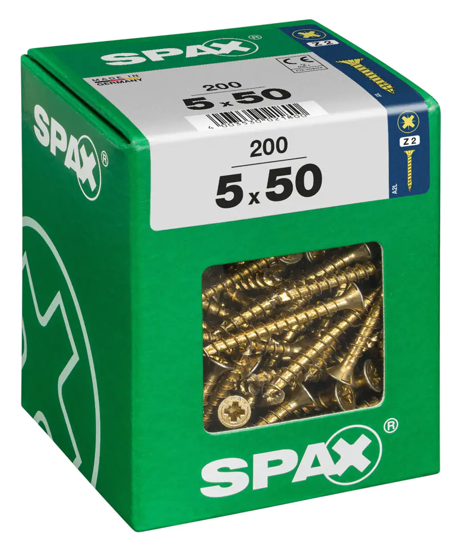 Spax Universalschrauben 5.0 x 50 mm PZ 2 - 200 Stk. Spax Universalschrauben 5.0 x 50 mm PZ 2 - 200 Stk.
