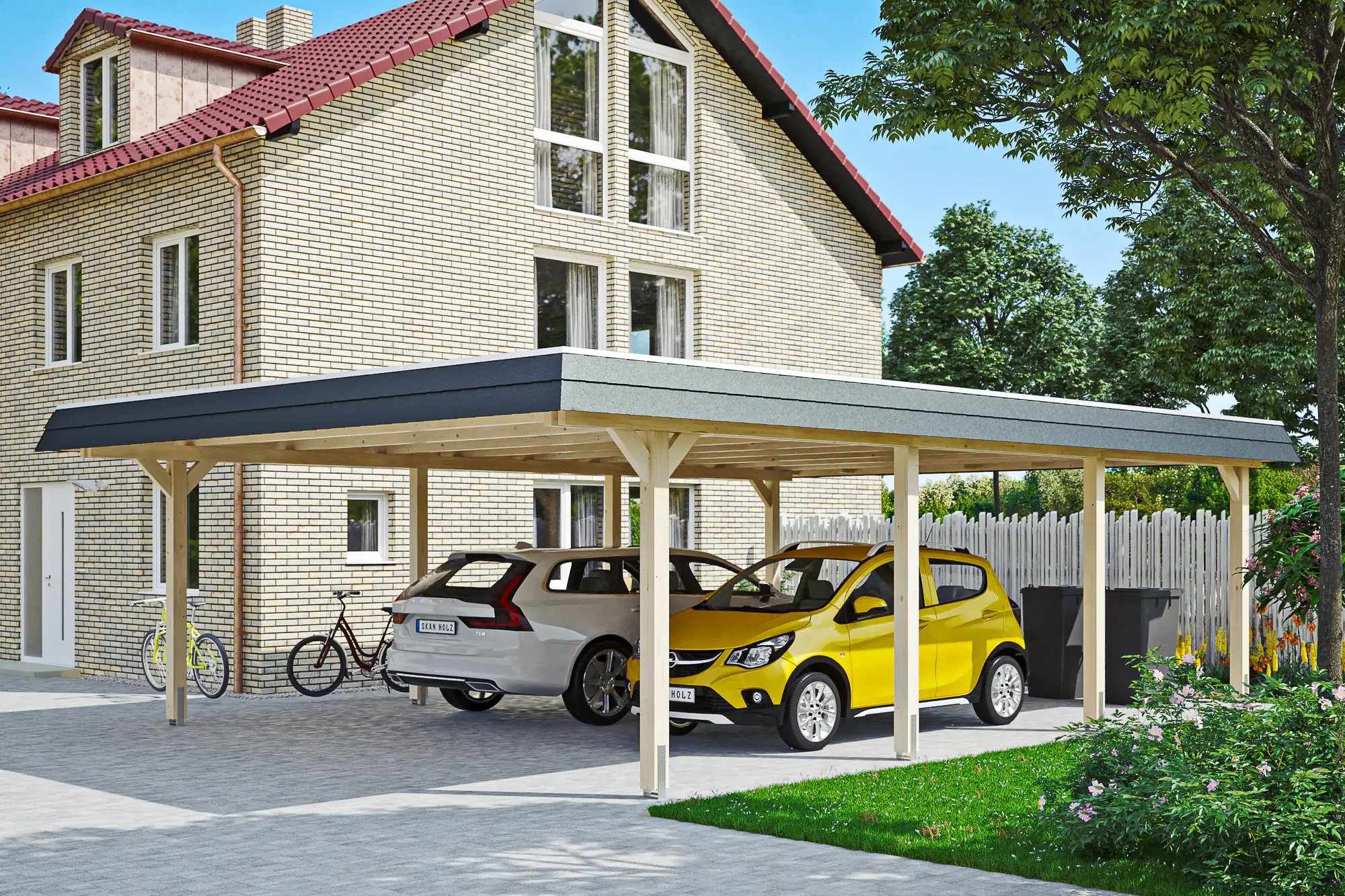 SKAN HOLZ Carport Wendland 630 x 879 cm mit EPDM-Dach, schwarze Blende