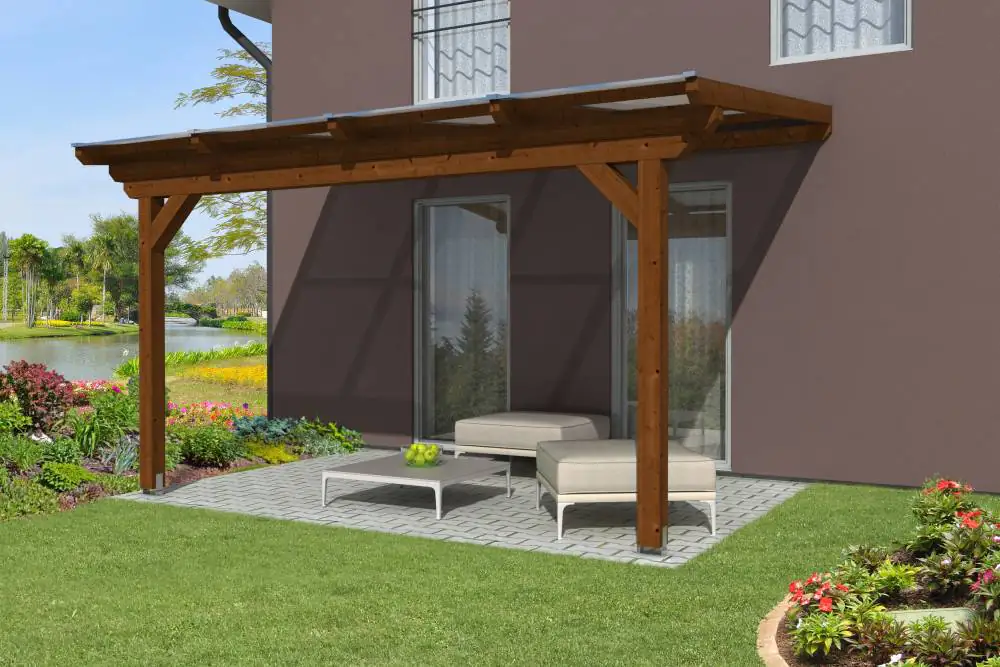 SKAN HOLZ Terrassenüberdachung Ancona 434 x 400 cm Leimholz