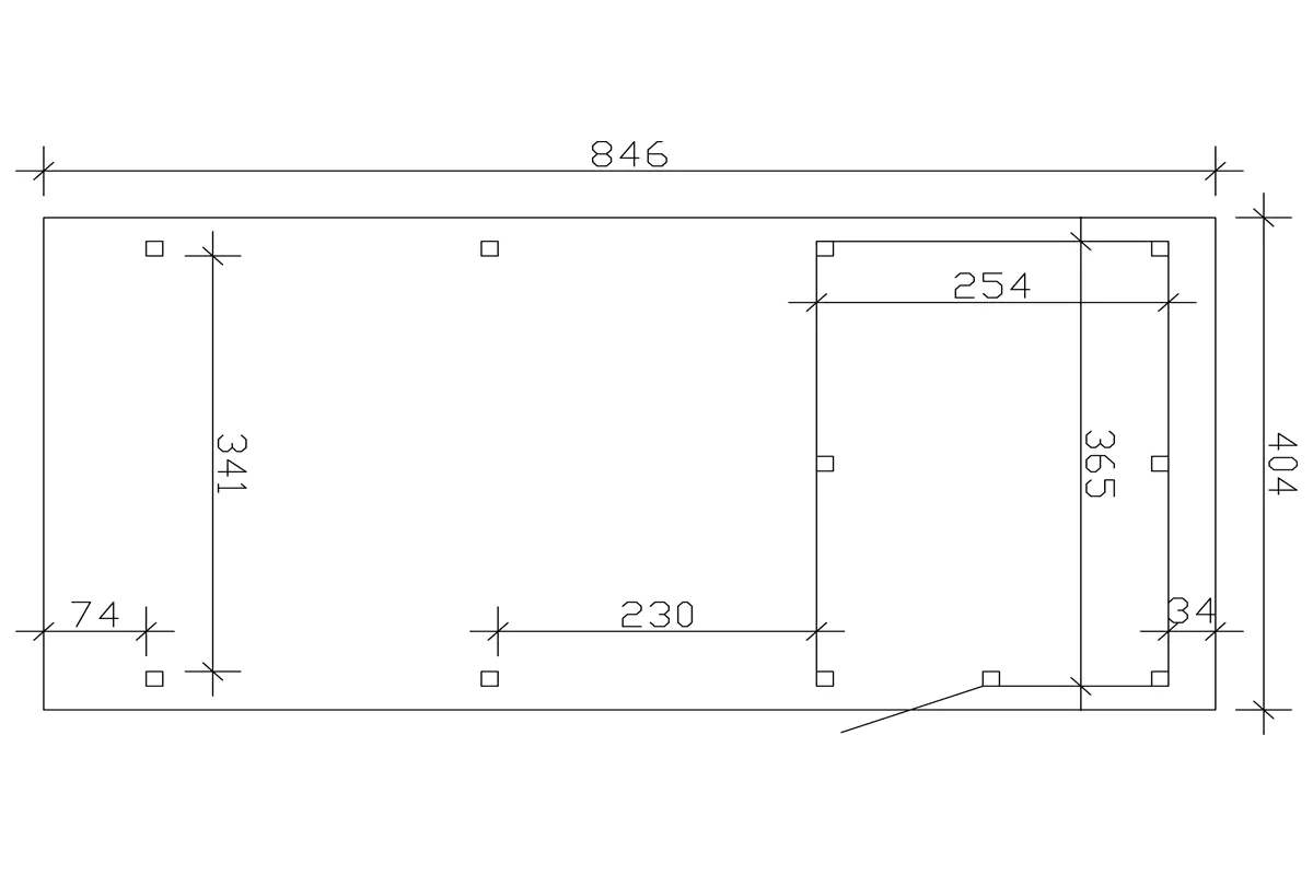 4018211022434_03 SKAN HOLZ Carport Emsland 404 x 846 cm mit Aluminiumdach mit Abstellraum