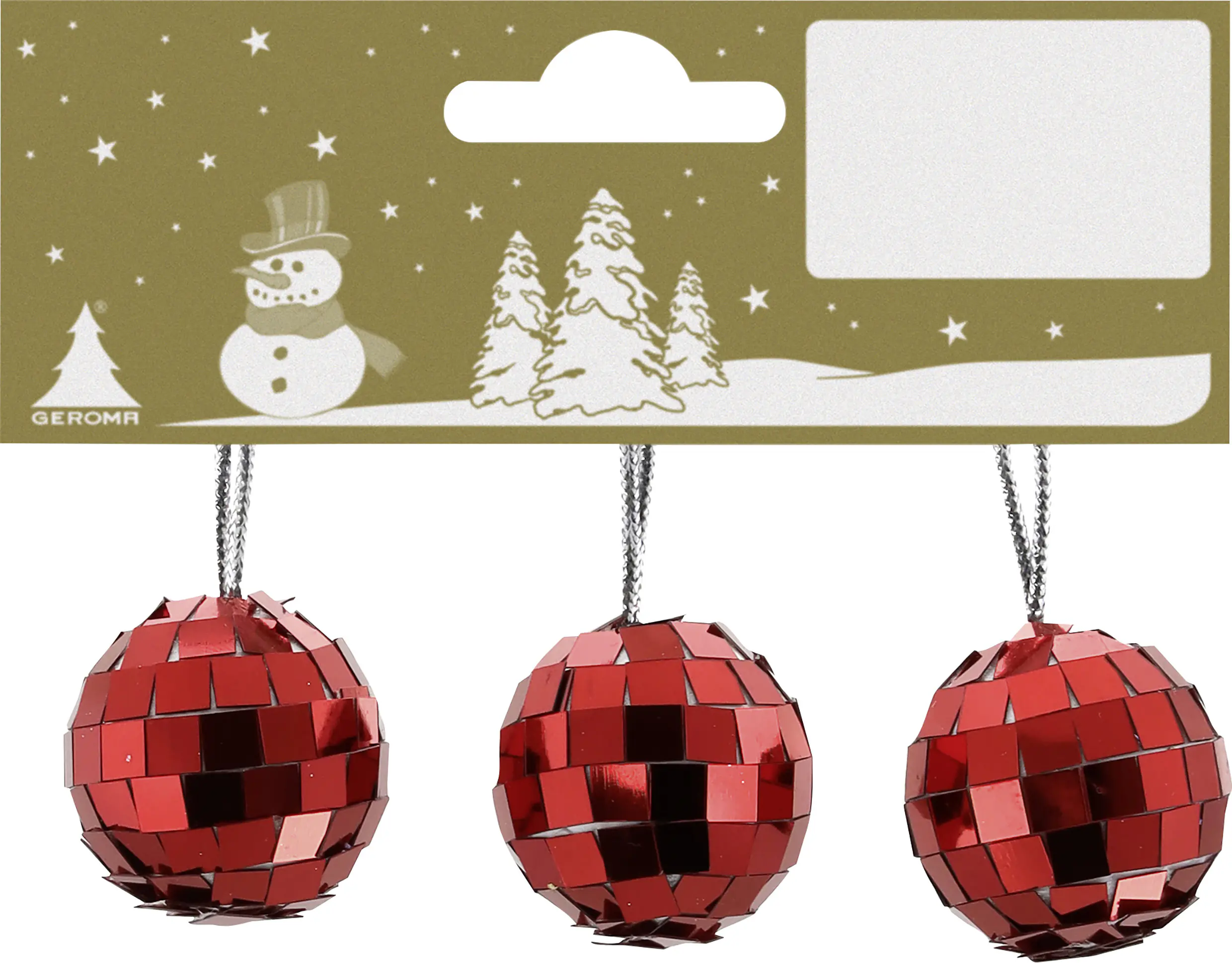 Weihnachtsanhänger Discokugel aus Kunststoff Ø 3 cm rot - 3 Stück