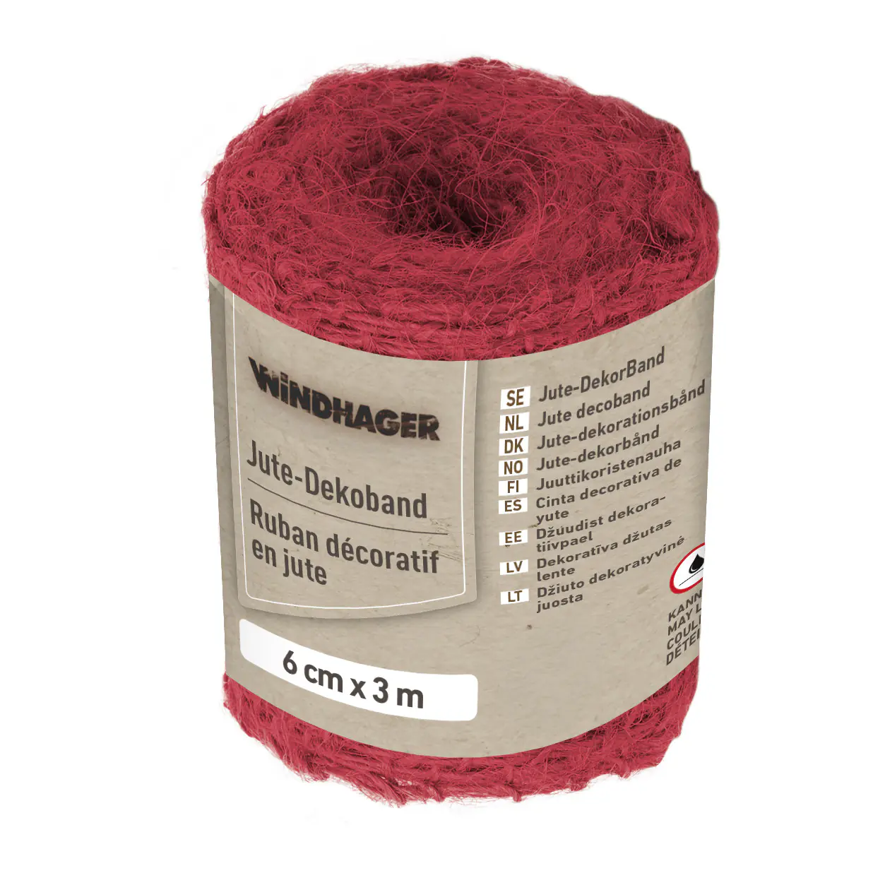 Windhager Deko Band Jute 6 cm x 3 m, rot