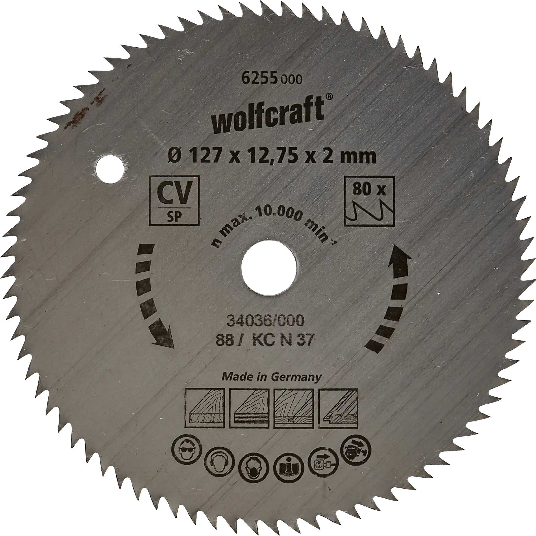 Wolfcraft Kreissägeblatt Ø 127 mm Bohrung Ø 12,75 mm 80 Zähne