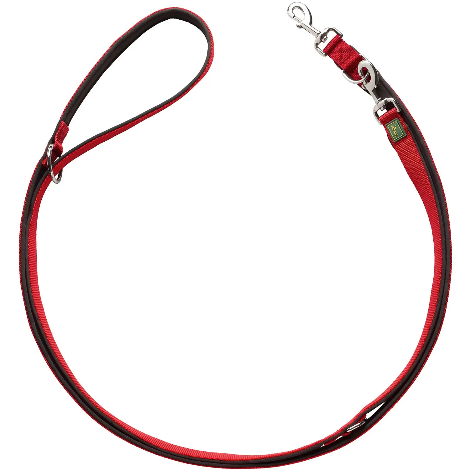 Hunter Hundeleine Führleine verstellbar Neopren 2 m x 2 cm rot/schwarz