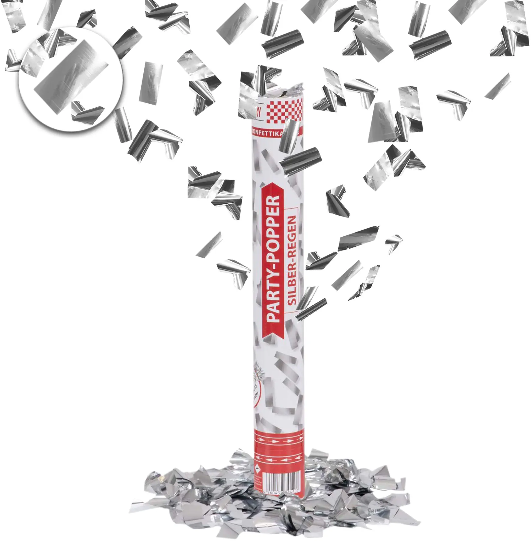 Konfettikanone Party Popper Silberregen 1 Stück
