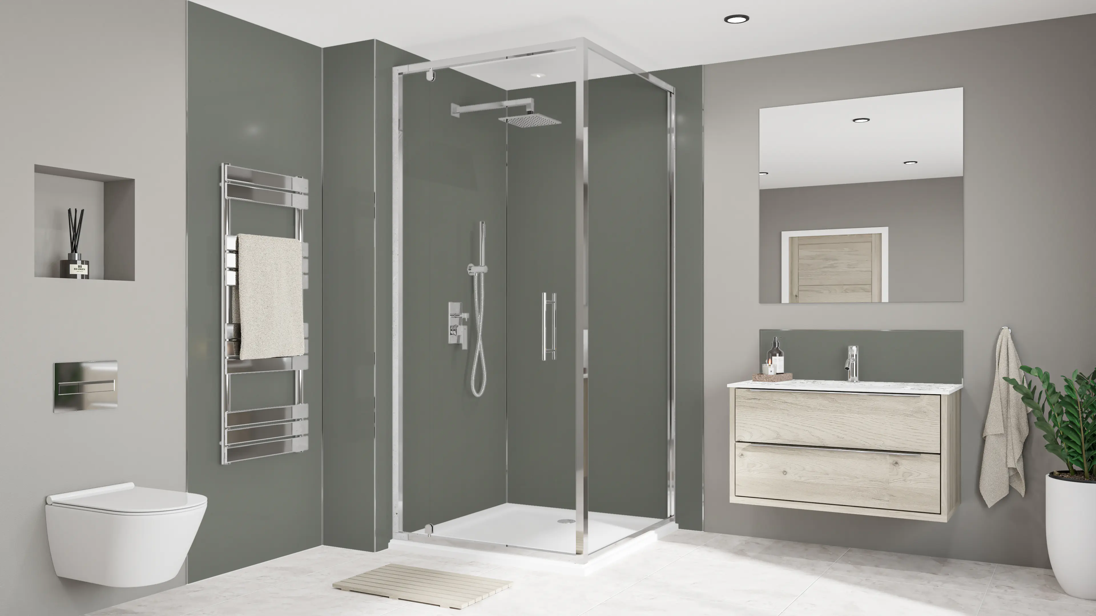 Wetwall Alloy Wandpaneel  Seafoam Green/Battleship Grey 60 x 244 cm
