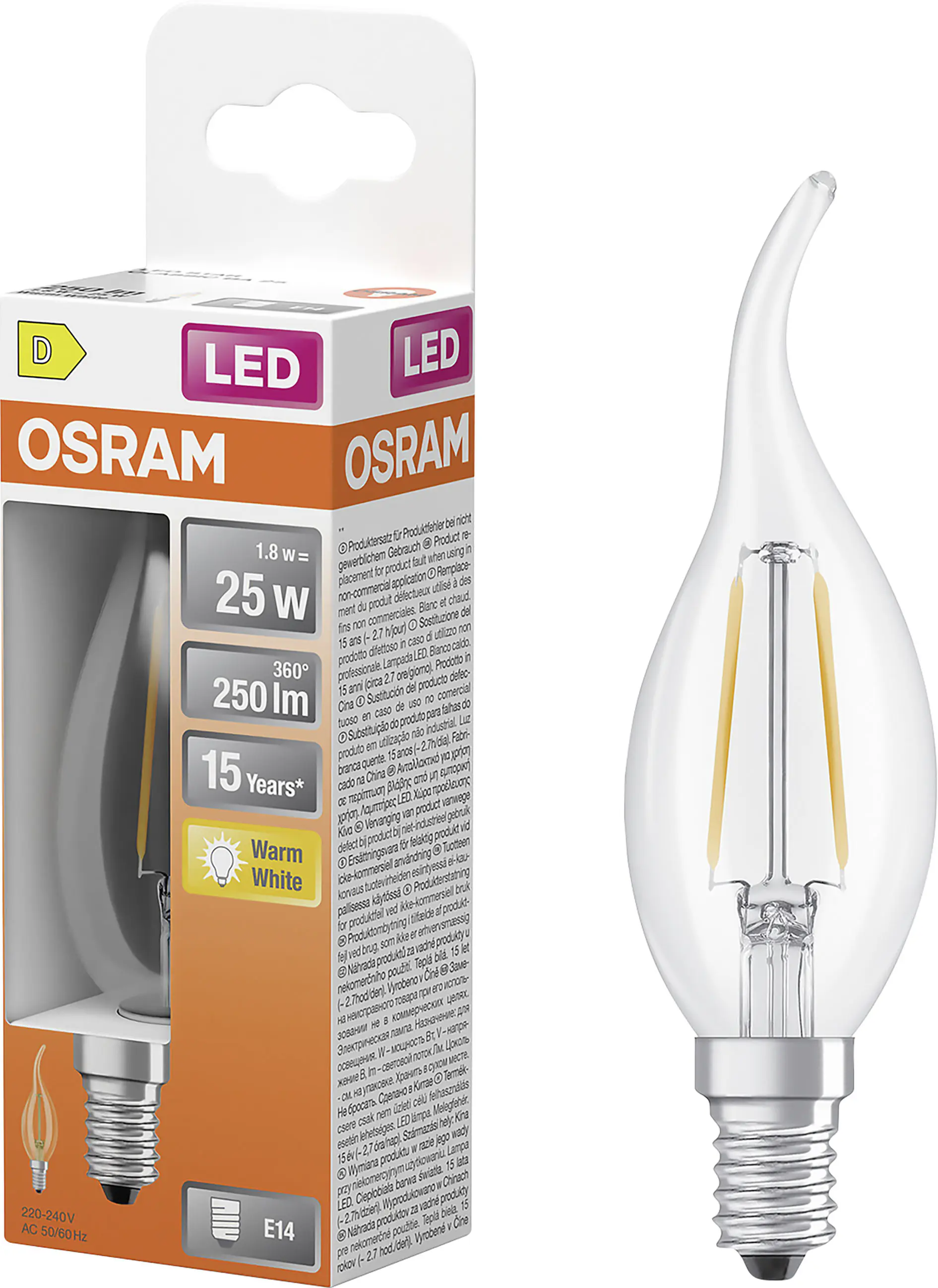 Osram LED Leuchtmittel E14 Star Classic 1,8W klar warmweiß Osram LED Leuchtmittel E14 Star Classic 1,8W klar warmweiß
