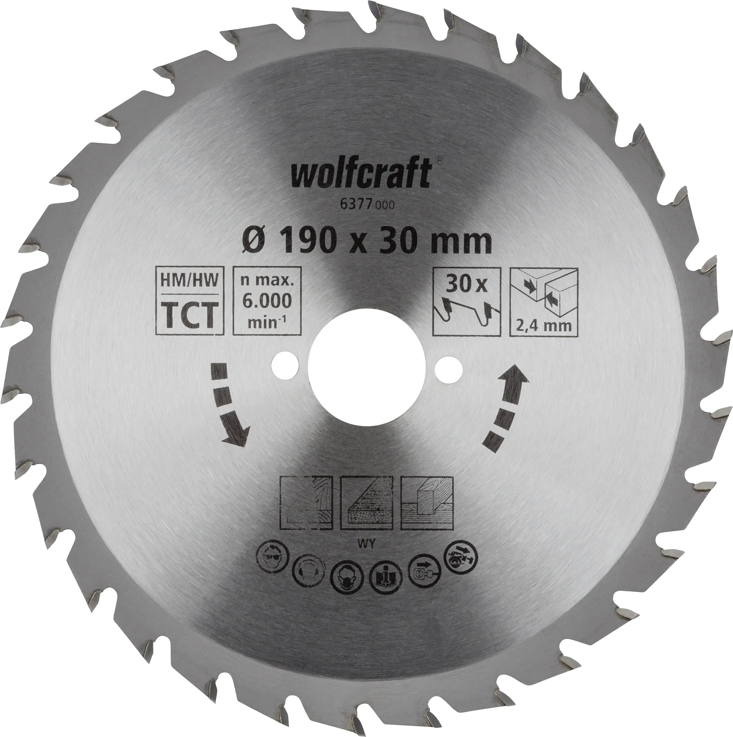 Wolfcraft Kreissägeblatt Serie grün Ø 190 mm Bohrung Ø 30 mm