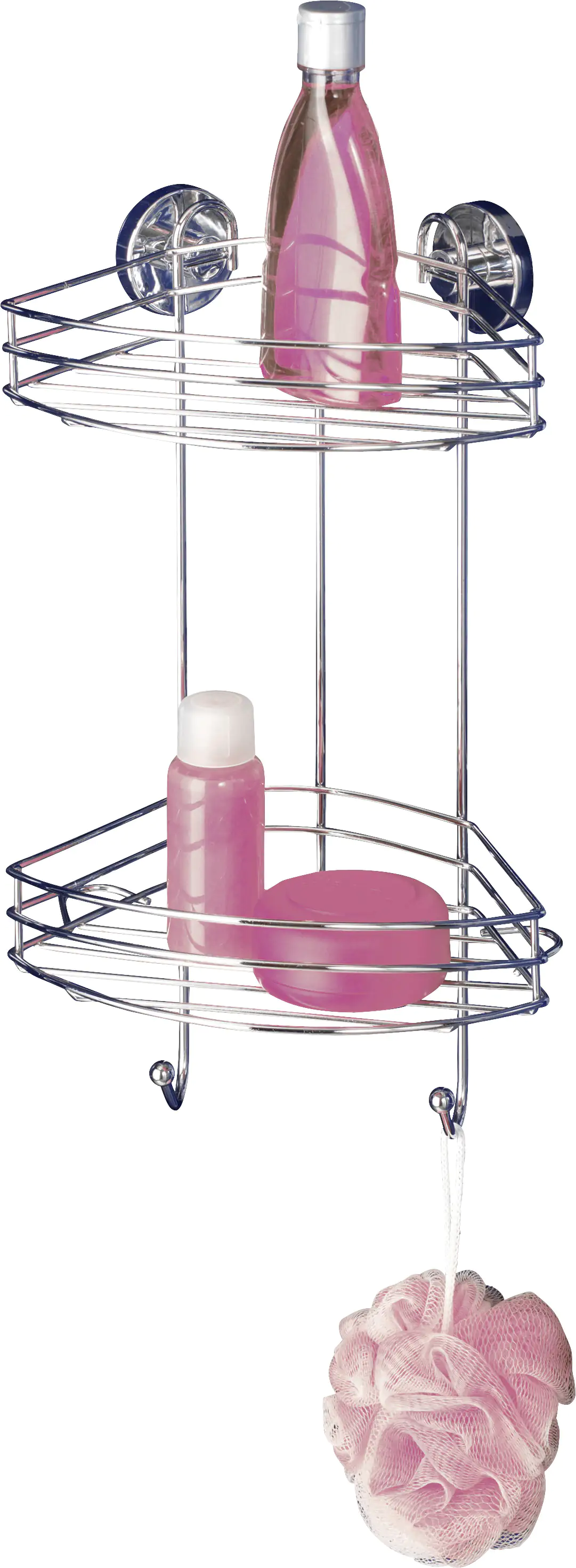 Wenko Eckduschkorb Vacuum-Loc Stahl, chrom, 2 Ablagen