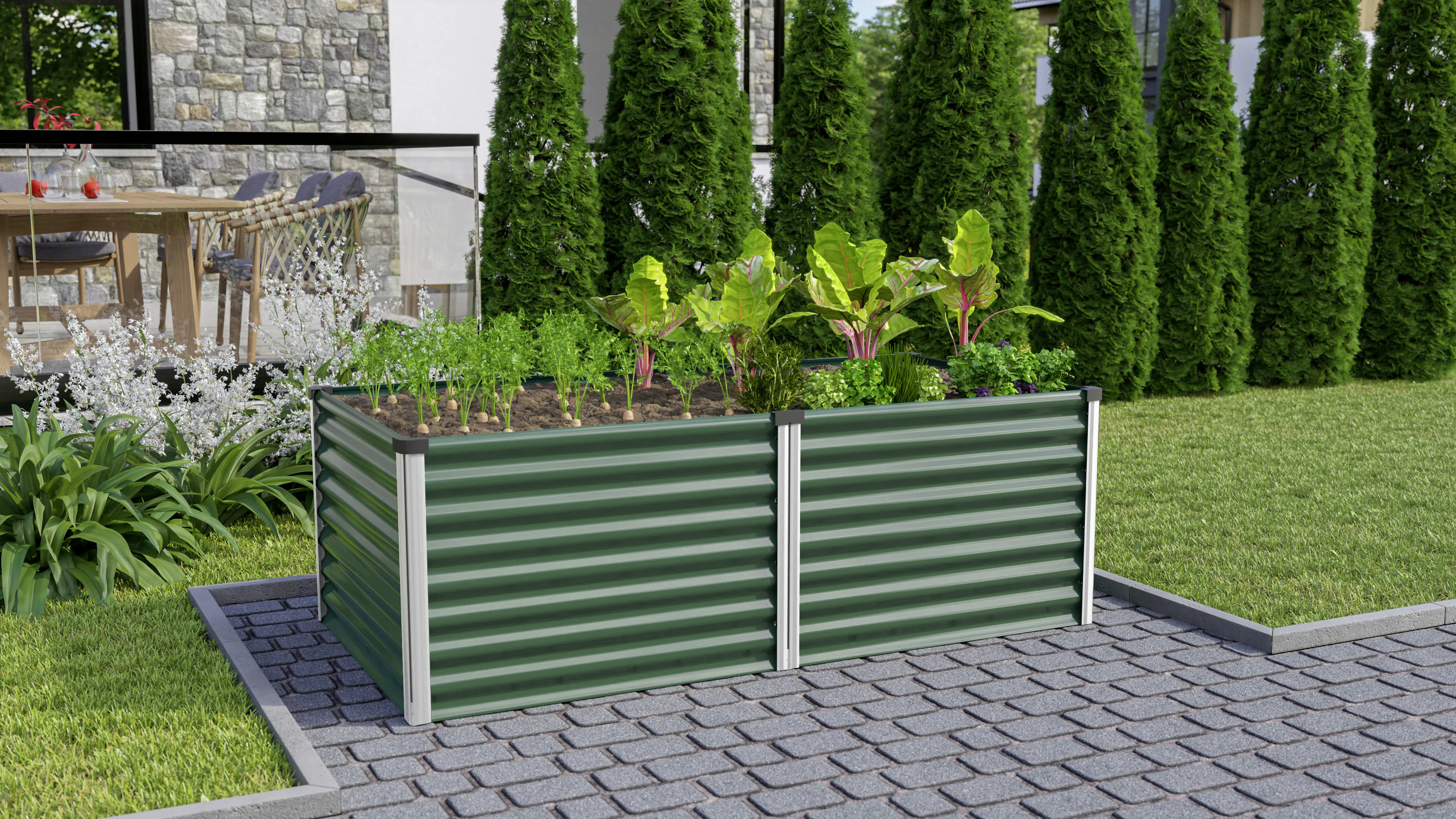 Vitavia Hochbeet Meta 630 seegras/alu 1,88 x 0,96 x 0,63 m