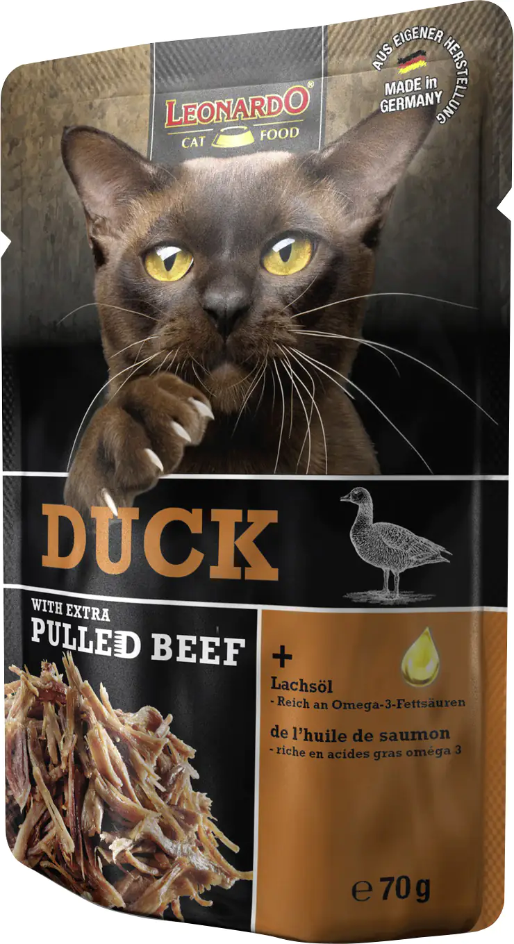 Leonardo Katzennassfutter pulled Beef und Duck 70g