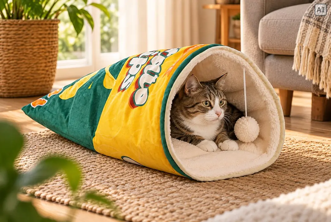 Nobby Katzenhöhle Kuschelsack Potato Chips Ø 25 x 48 cm
