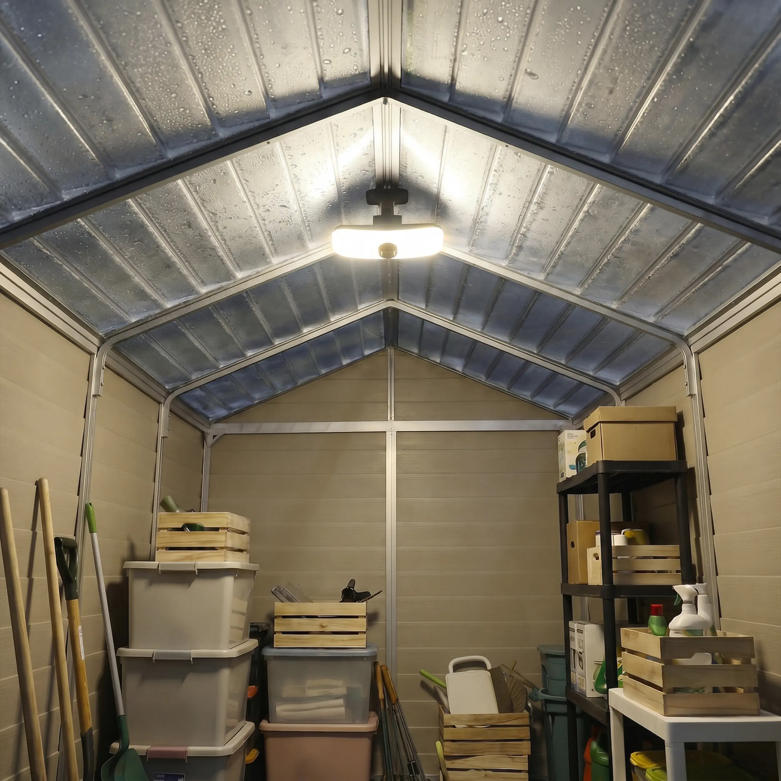 Canopia Gerätehaus Skylight 6x8 mit Solar LED Kit beige 185,4 x 229 cm