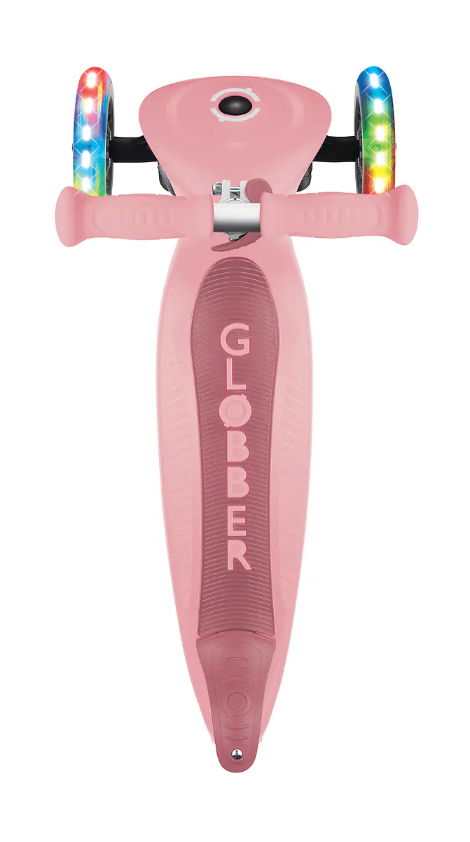 Globber Scooter für Kinder mit Leuchtrollen Junior Foldable Lights pastellrosa
