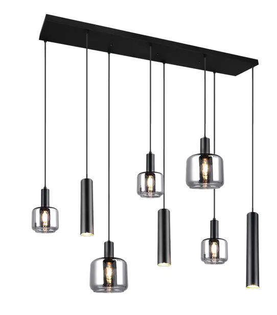 Trio Pendelleuchte Mataro 118x34 cm schwarz matt E14 GU10