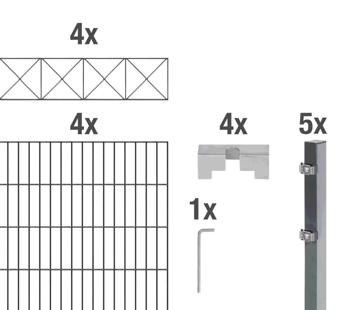 4004338667870_2214472 Alberts Doppelstabmatten-Grundset Nexus 200 x 160 cm 8 m anthrazit