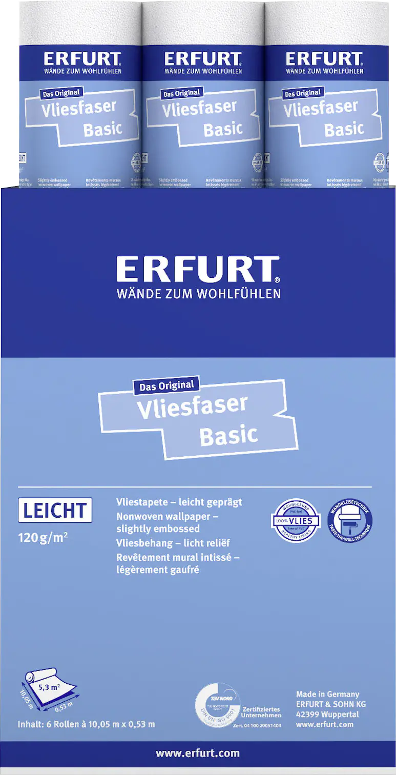 Erfurt Vliestapete Basic 106 weiß 10,05 x 0,53 m Erfurt Vliestapete Basic 106 weiß 10,05 x 0,53 m