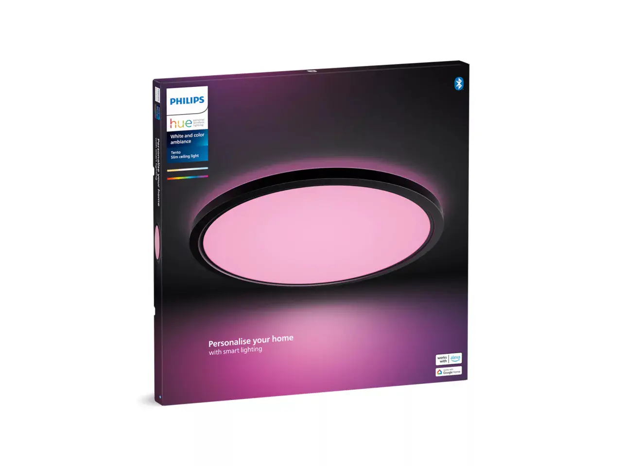Philips Hue LED Deckenleuchte Tento + Wandschalter rund schwarz 55 x 55 cm RGB  Philips Hue LED Deckenleuchte Tento + Wandschalter rund schwarz 55 x 55 cm RGB
