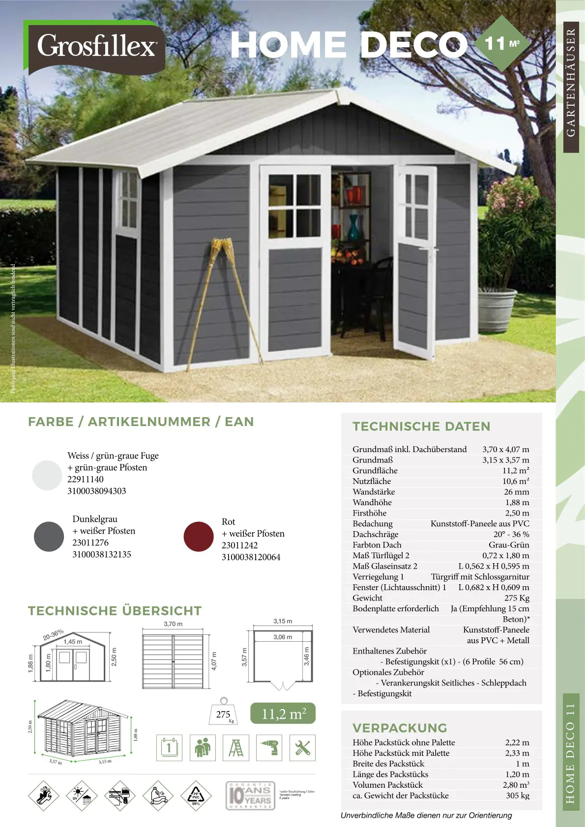 Grosfillex Gartenhaus Deco H 11 370 x 407 cm (inkl. Dachüberstand) Grosfillex Gartenhaus Deco H 11 370 x 407 cm (inkl. Dachüberstand)