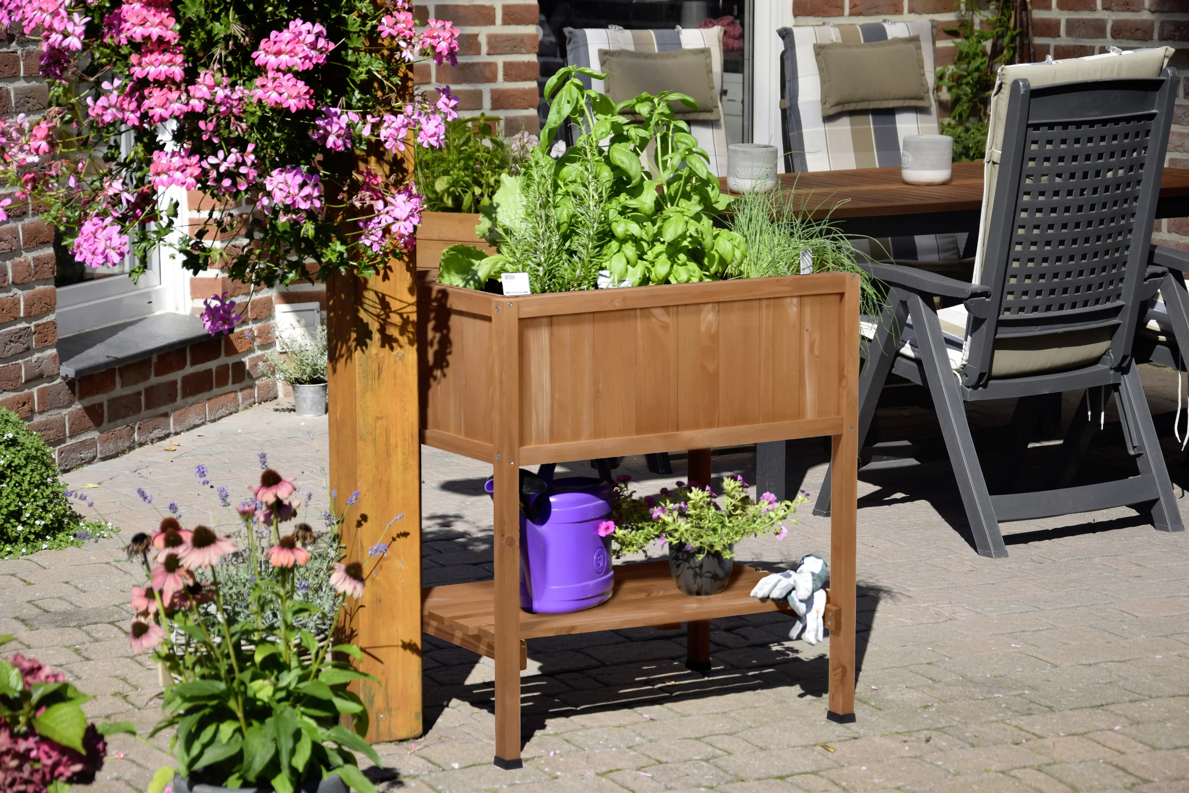 Dobar Hochbeet mit Ablage, braun