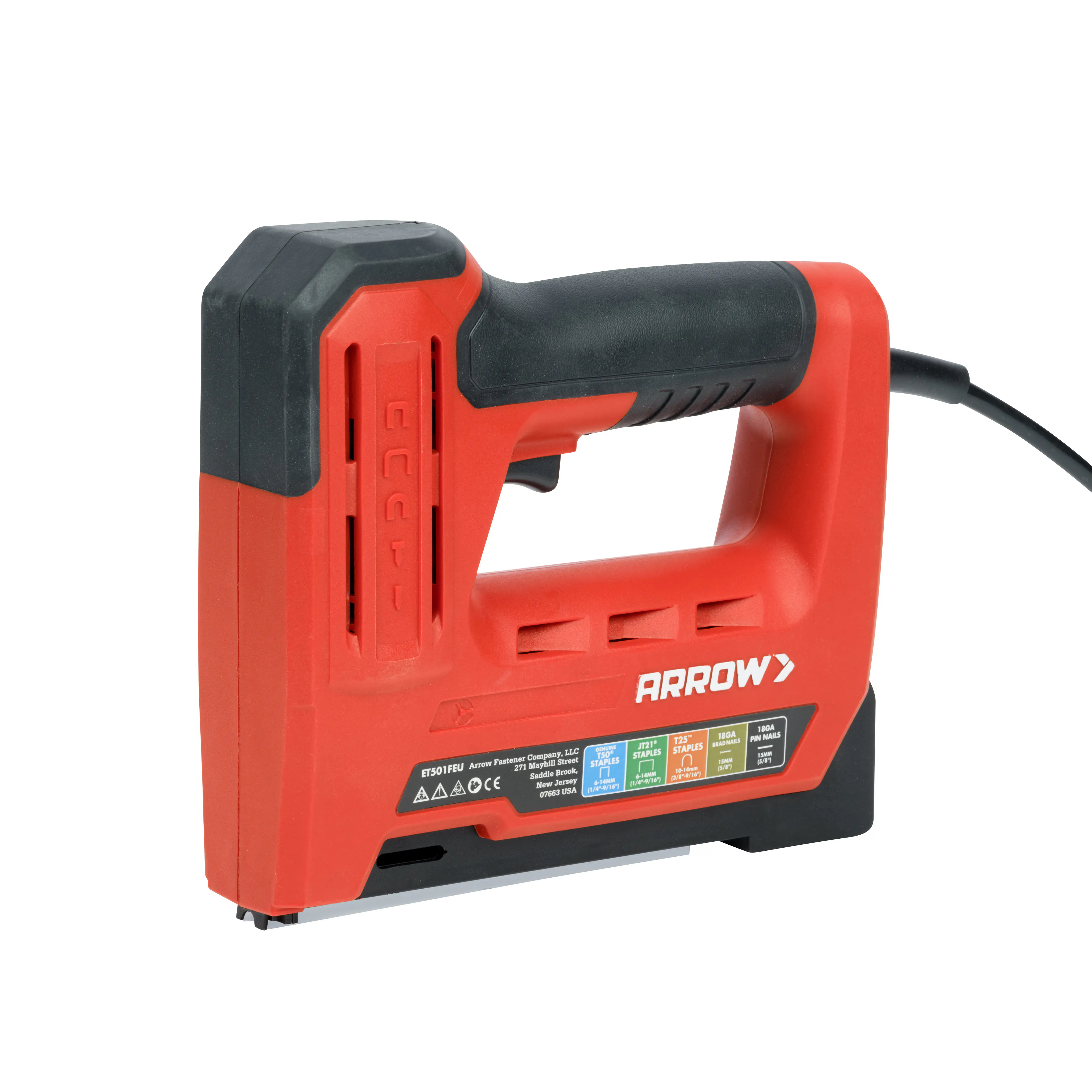 Arrow Elektro-Handtacker ET501F 5 in 1 für Klammern, Kabelklammern & Nägel