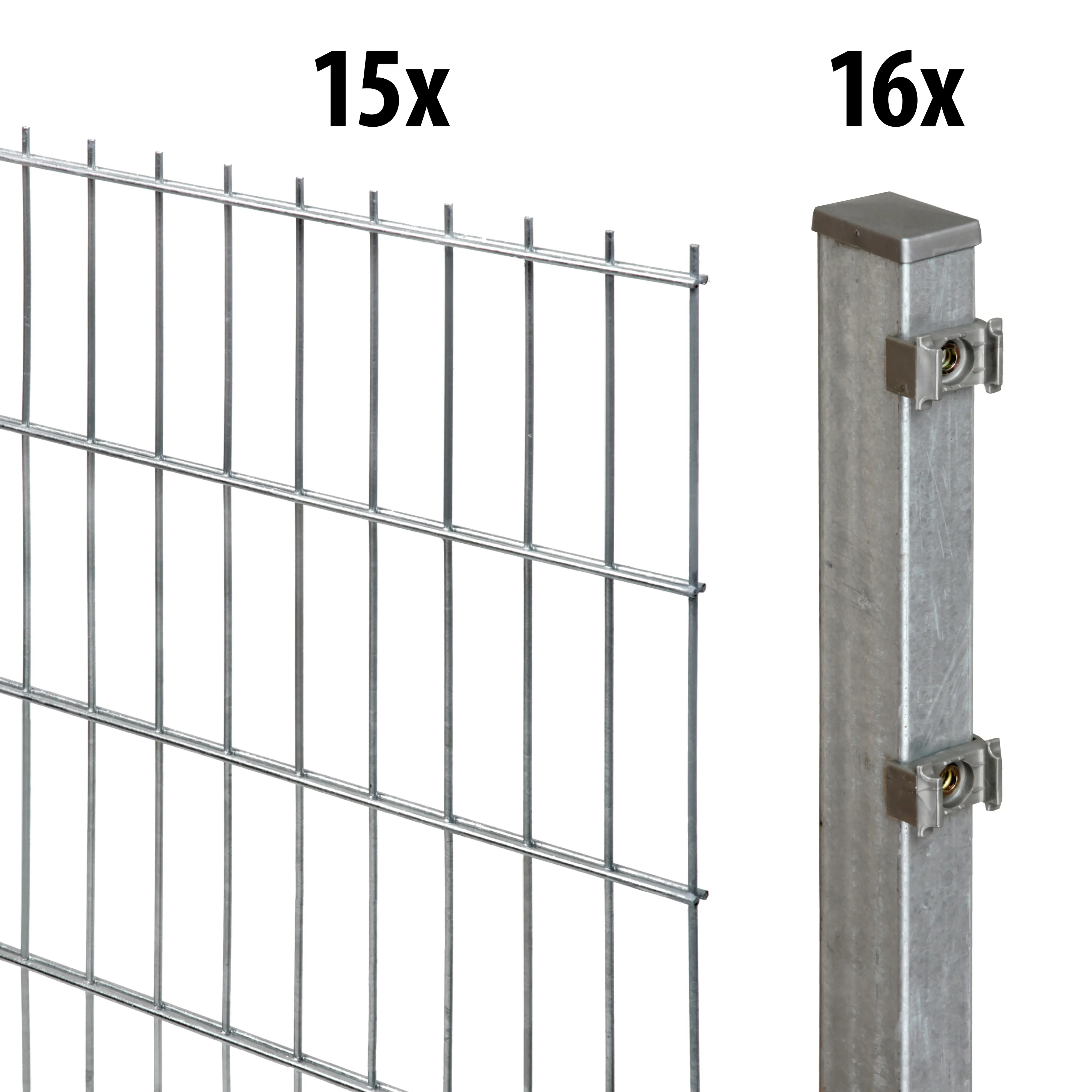 Floraworld Doppelstabmatten-Zaun Set Comfort 30 m 201 x 103 cm inkl. 16 Pfosten 160 cm feuerverzinkt