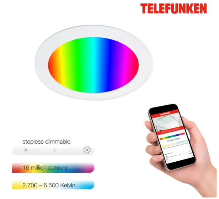 Telefunken LED Einbauleuchte Direkt Smart WiFiRG weiß Telefunken LED Einbauleuchte Direkt Smart WiFiRG weiß