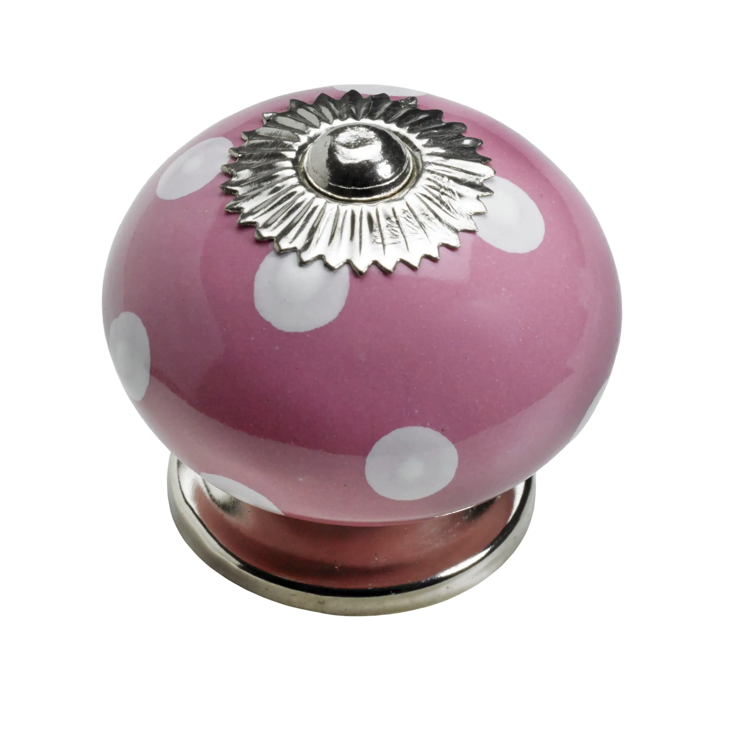 Hettich Möbelknopf Keramik pink mit weißen Punkten Ø 40,0 mm - 1 Stück
