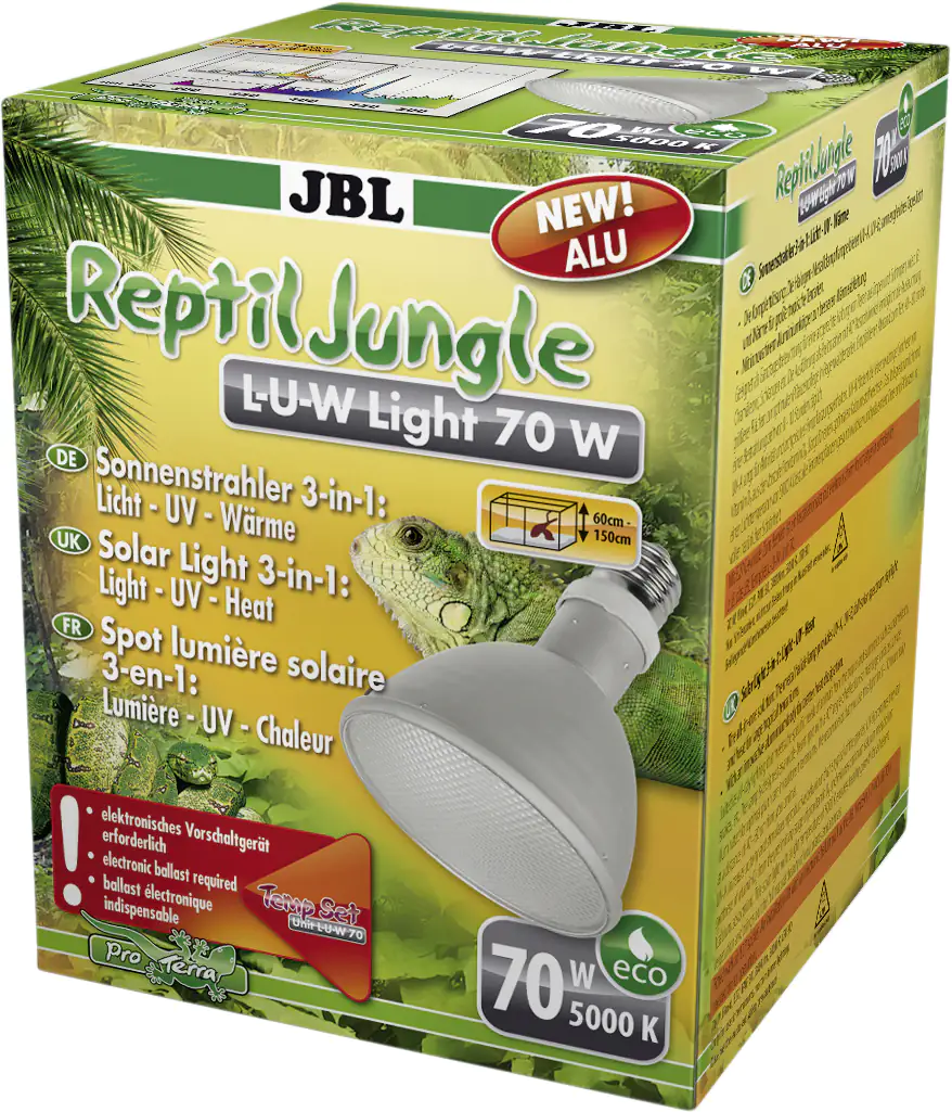 JBL Breitstrahler ReptilJungle L-U-W Light Alu 70W weiß / transparent