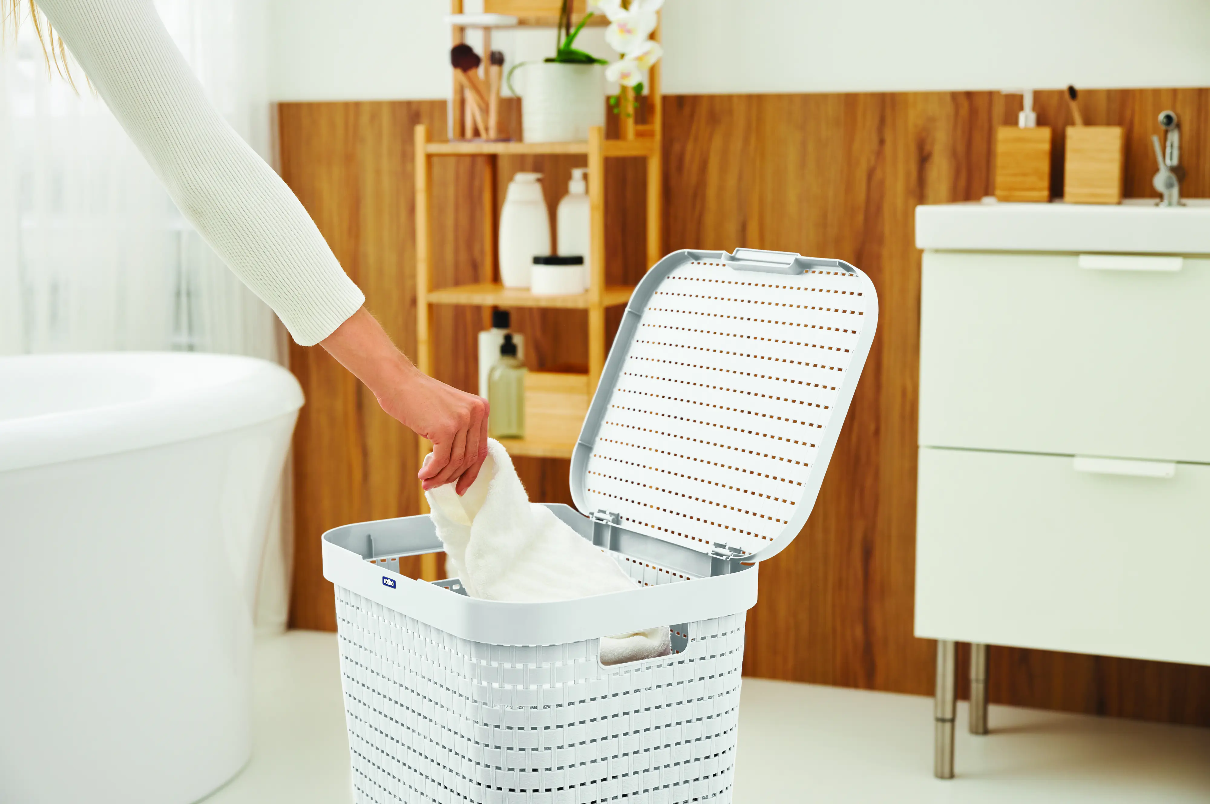 Rotho Wäschesammler Country, 55 l mistletoe weiß Rotho Wäschesammler Country, 55 l mistletoe weiß