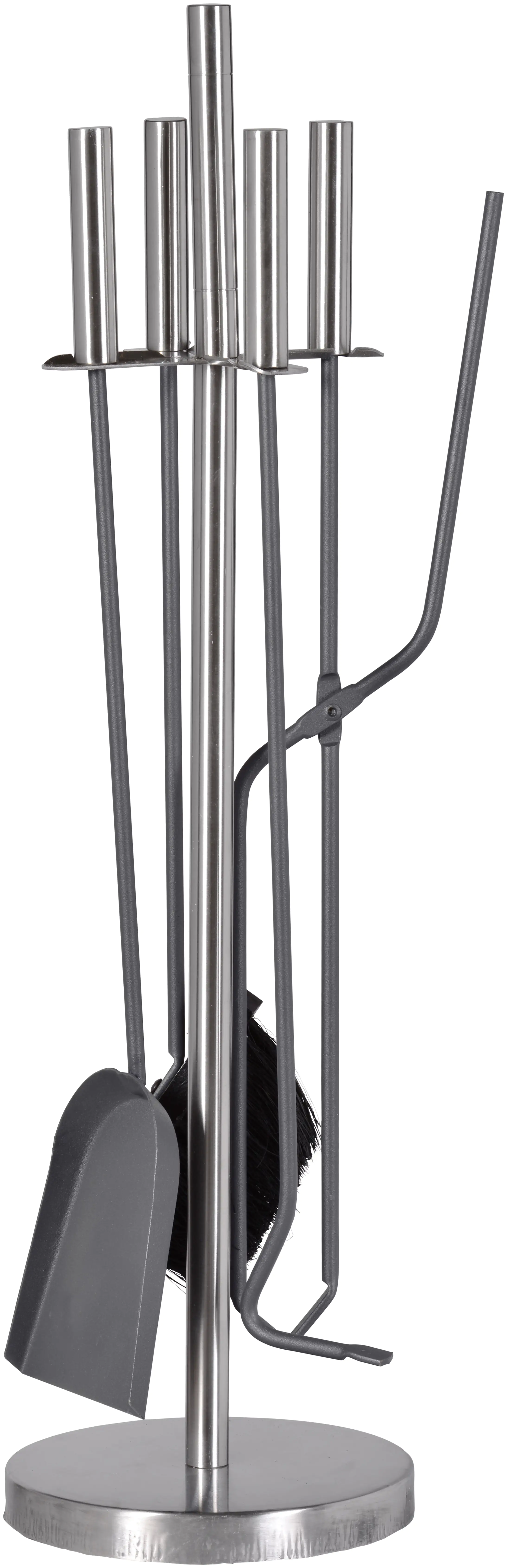 4017537490750 FireFix Kaminbesteck 5-teilig Ständer aus Edelstahl