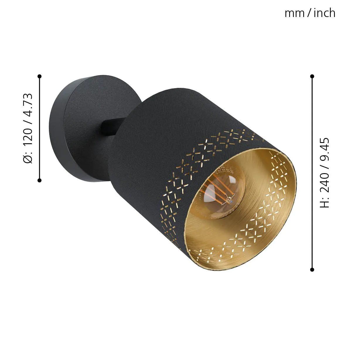 Eglo 1er Spot Esteperra schwarz-gold 24 x 12 cm E27 Eglo 1er Spot Esteperra schwarz-gold 24 x 12 cm E27