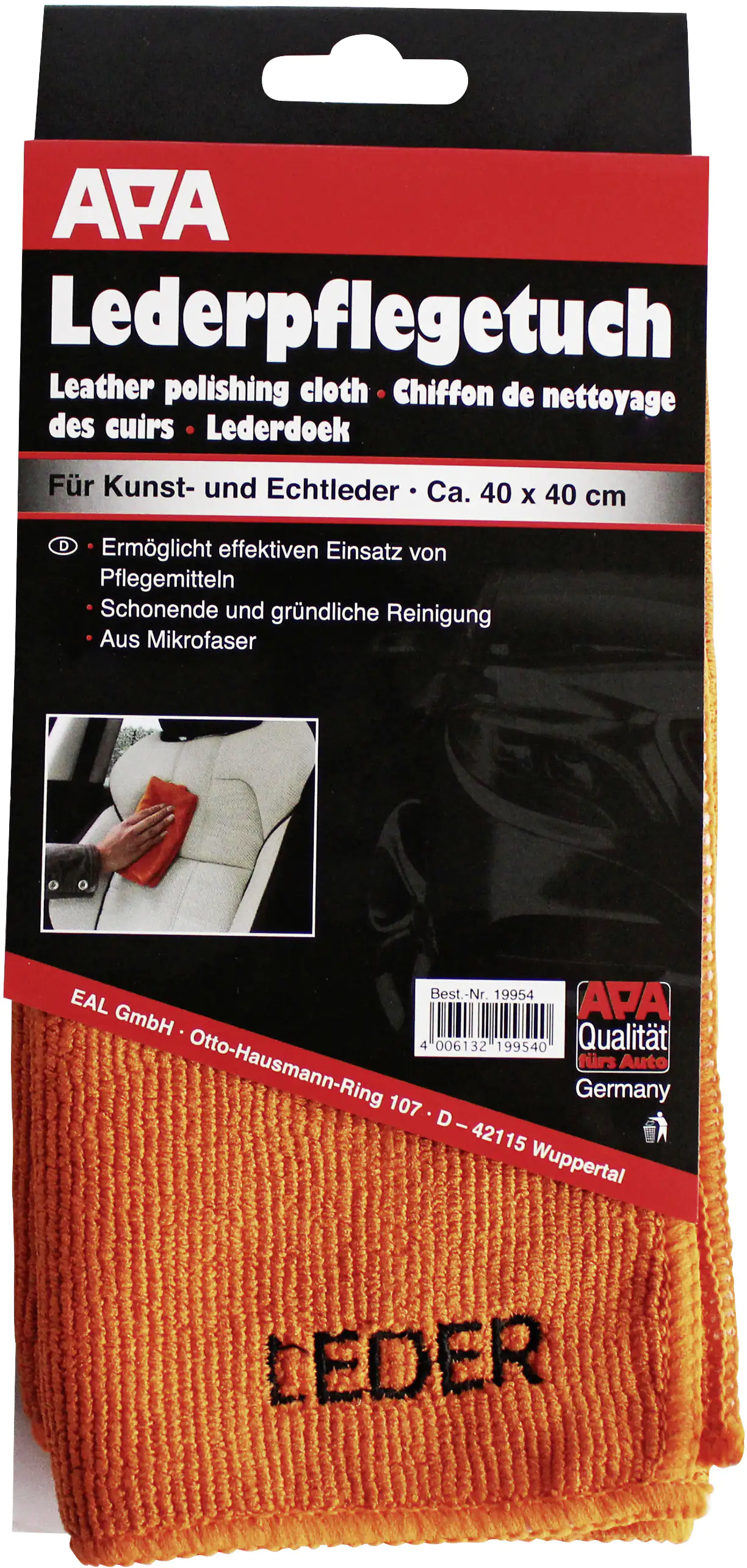 APA Lederpflegetuch orange 40x40cm