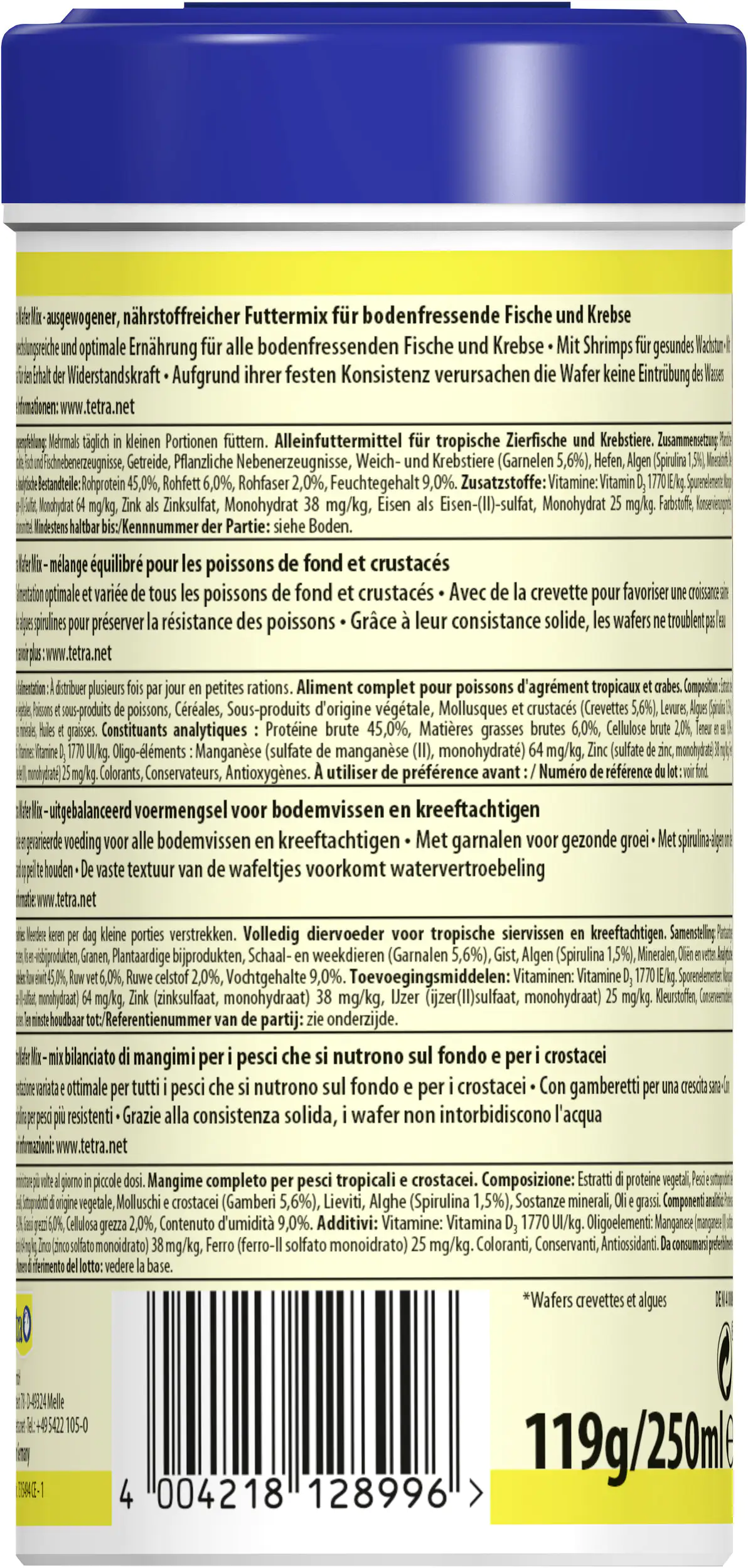 Tetra Zierfischfutter Wafer Mix 250 ml Tetra Zierfischfutter Wafer Mix 250 ml